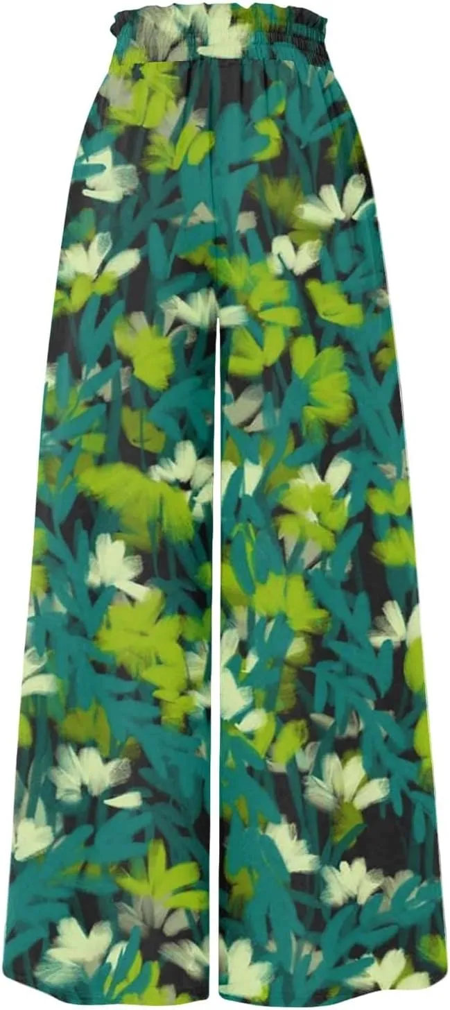 ADHOWBEW Maxi Skirts for Women Bohemian Floral Print Elastic Waist Cotton African Sexy Smocked Casual Flowy Skirts