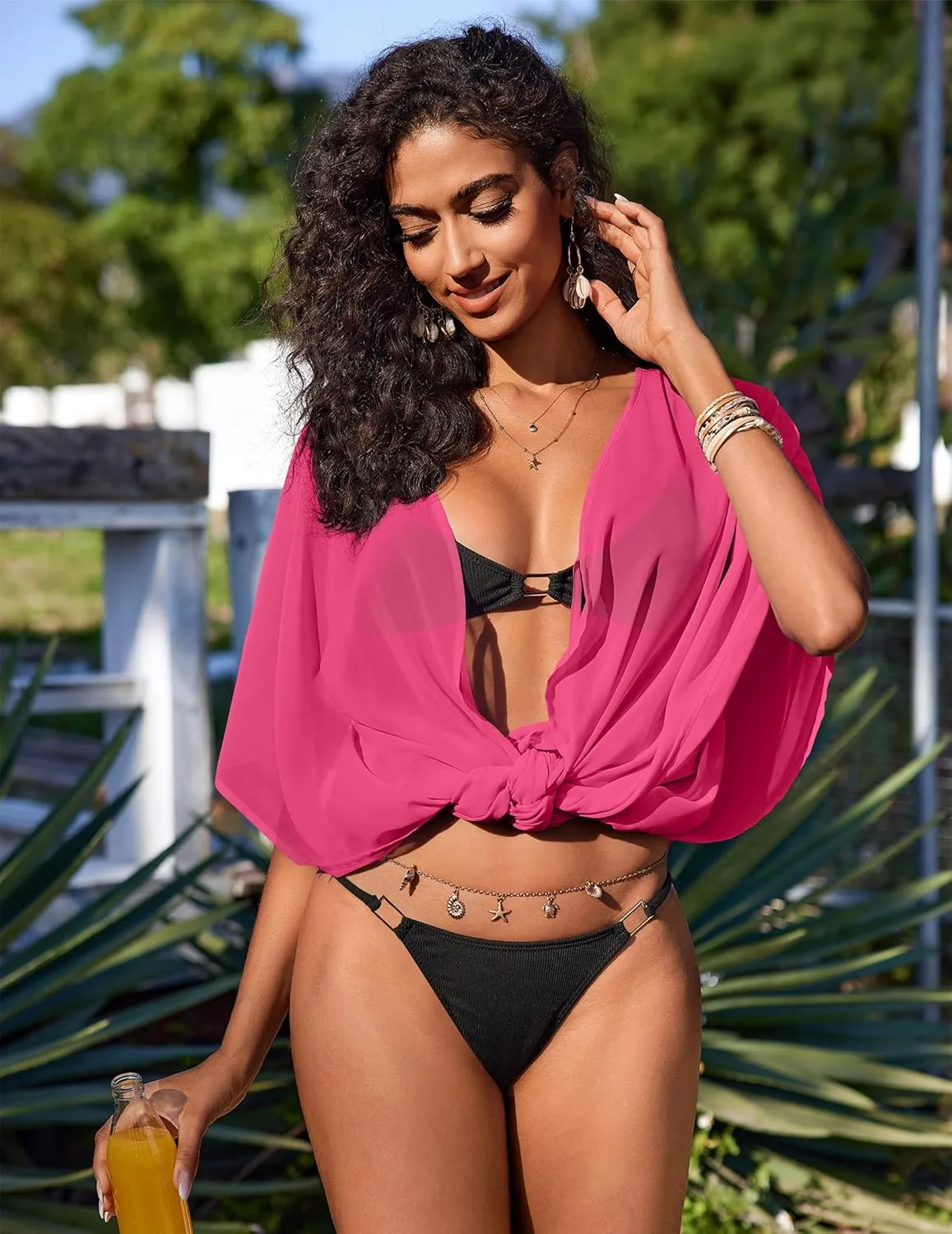 AI'MAGE Bathing Suit Cover Up for Women Chiffon Beach Coverup Sheer Summer Kimono Cardigan for Swimsuit S-XXL