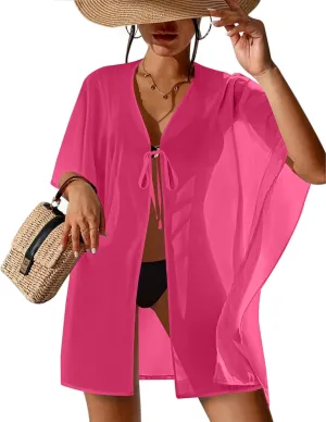 AI'MAGE Bathing Suit Cover Up for Women Chiffon Beach Coverup Sheer Summer Kimono Cardigan for Swimsuit S-XXL