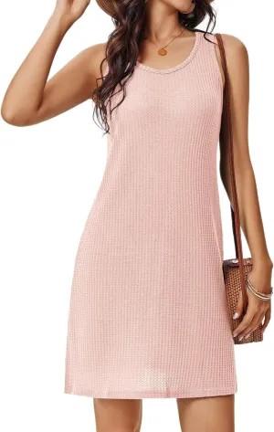 AI'MAGE Swimsuit Coverup for Women Waffle Knit Sleeveless Bathing Suit Cover Ups Summer Beach Cover Up Dress S-XXL
