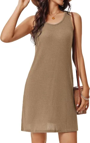 AI'MAGE Swimsuit Coverup for Women Waffle Knit Sleeveless Bathing Suit Cover Ups Summer Beach Cover Up Dress S-XXL