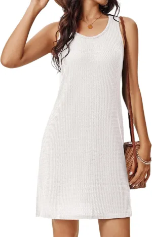 AI'MAGE Swimsuit Coverup for Women Waffle Knit Sleeveless Bathing Suit Cover Ups Summer Beach Cover Up Dress S-XXL