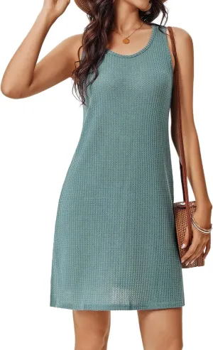 AI'MAGE Swimsuit Coverup for Women Waffle Knit Sleeveless Bathing Suit Cover Ups Summer Beach Cover Up Dress S-XXL