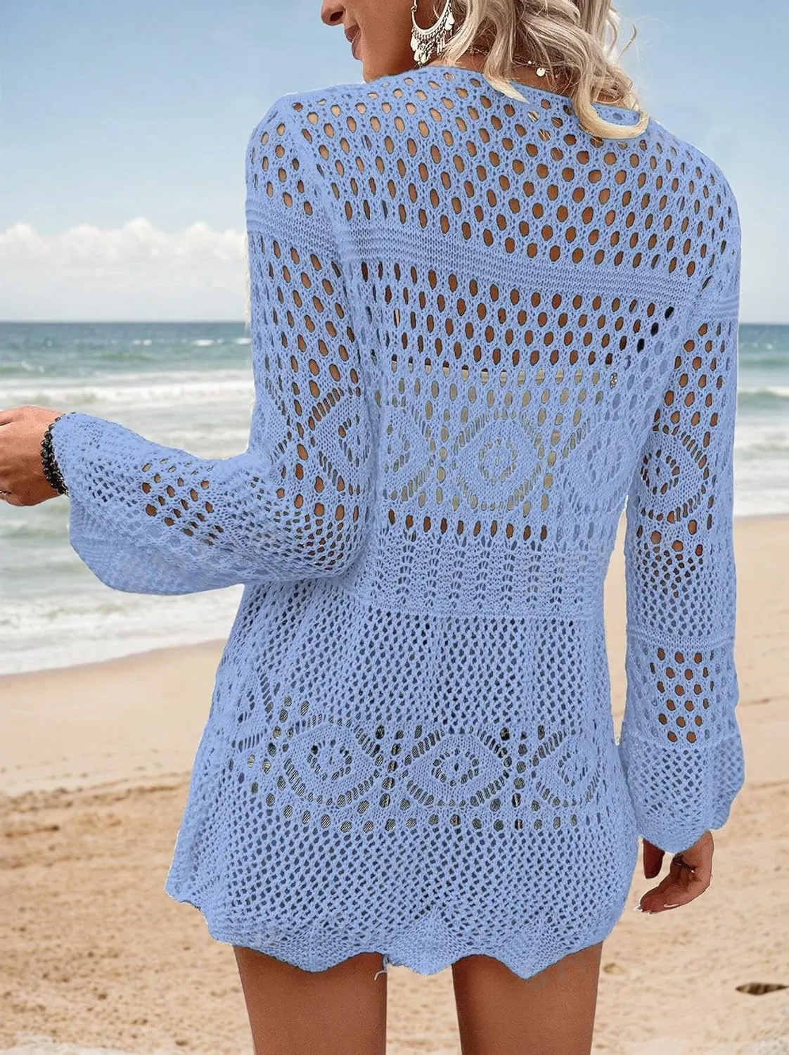 AI'MAGE Womens Kimono Beach Cover Up Crochet Swimsuit Coverups Summer Loose Knit Cardigans Causal Blouse Tops Swimwear S-XXL