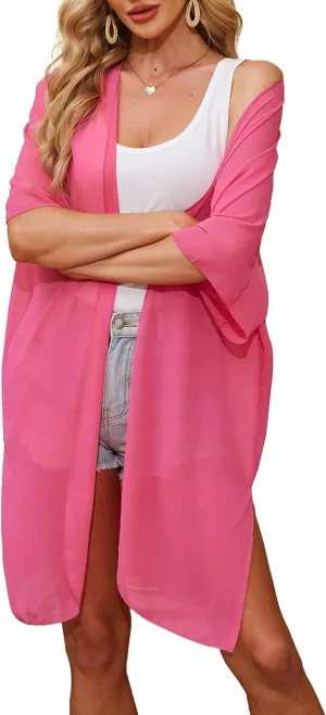 Alaster Queen Women's Kimono Cardigan Summer Swimsuit Casual Beach Long Swimwear Loose Coverups for Women