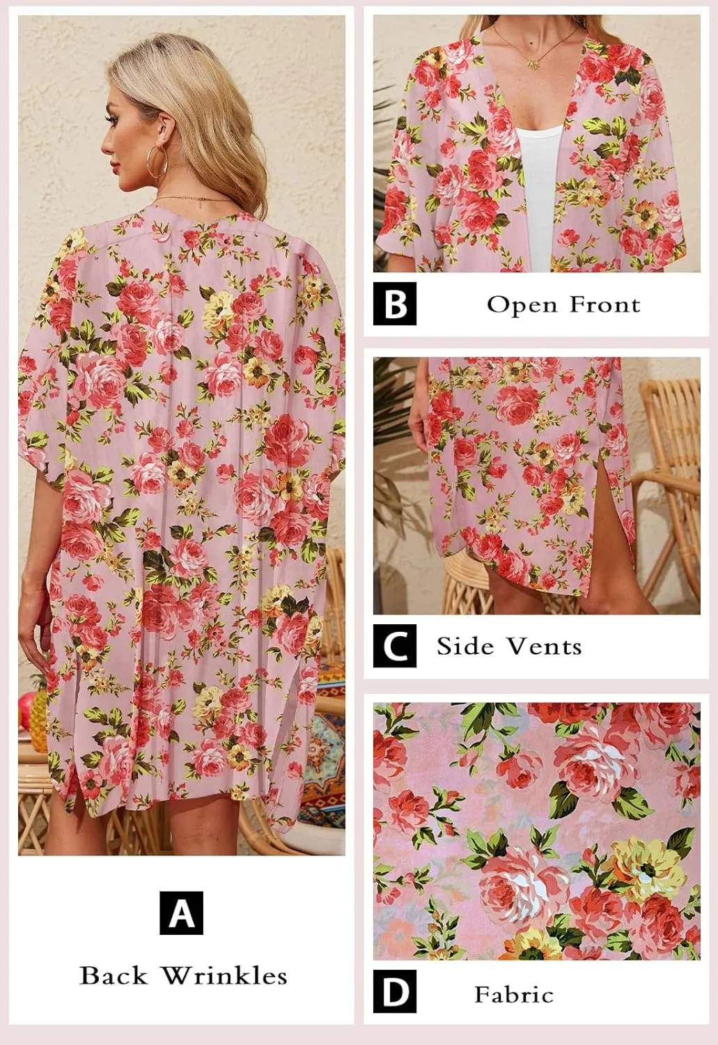 Alaster Queen Women's Kimono Cardigan Summer Swimsuit Casual Beach Long Swimwear Loose Coverups for Women