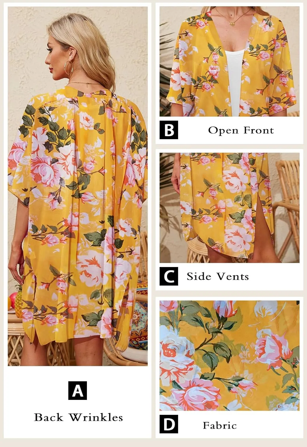 Alaster Queen Women's Kimono Cardigan Summer Swimsuit Casual Beach Long Swimwear Loose Coverups for Women