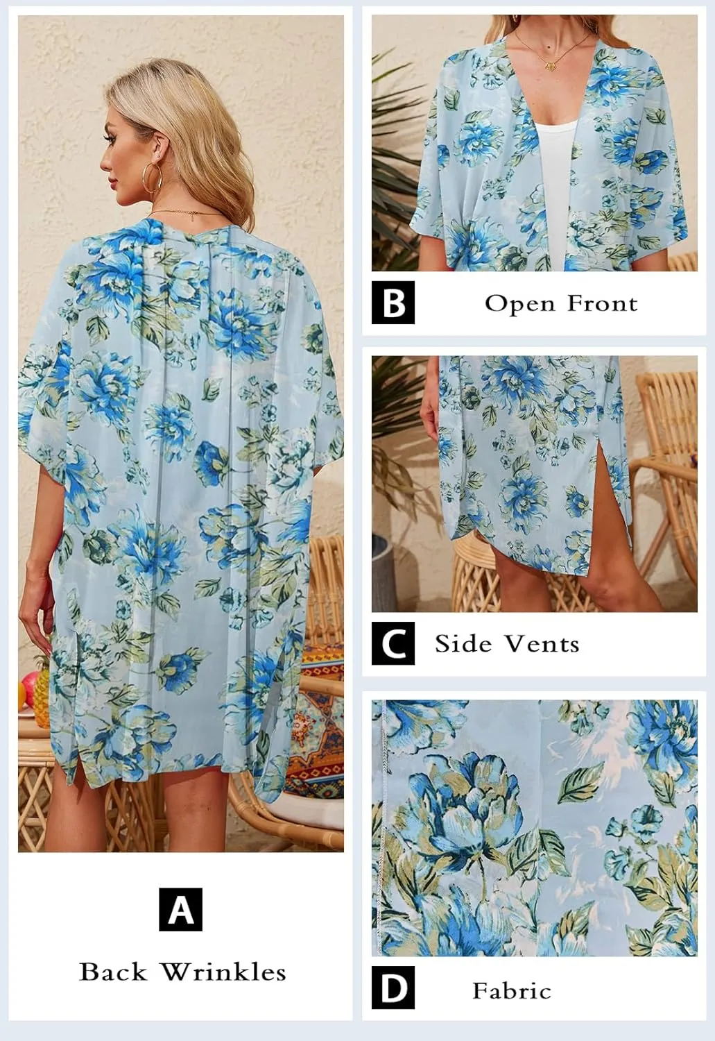 Alaster Queen Women's Kimono Cardigan Summer Swimsuit Casual Beach Long Swimwear Loose Coverups for Women