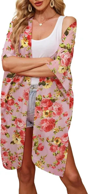 Alaster Queen Women's Kimono Cardigan Summer Swimsuit Casual Beach Long Swimwear Loose Coverups for Women