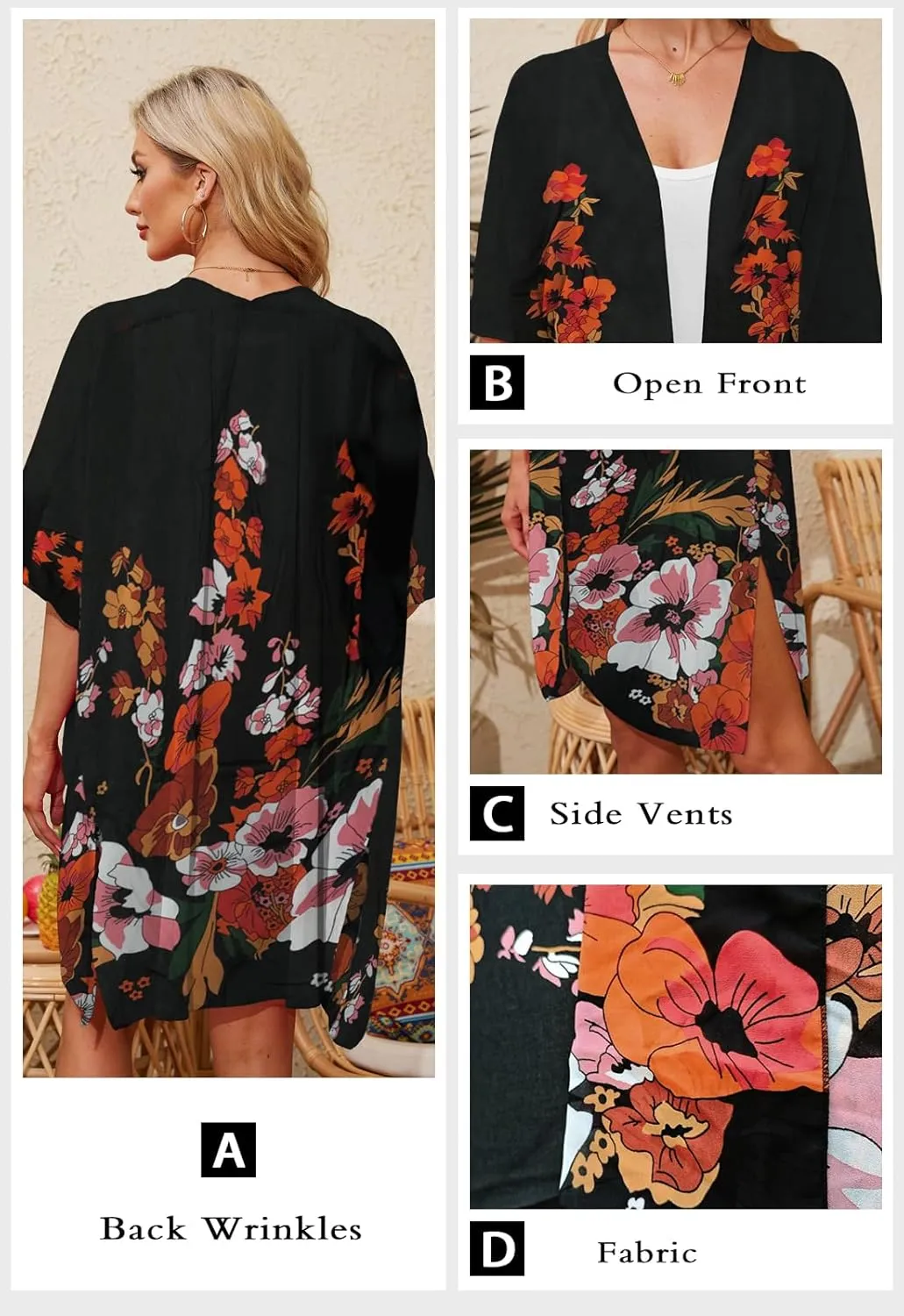 Alaster Queen Women's Kimono Cardigan Summer Swimsuit Casual Beach Long Swimwear Loose Coverups for Women