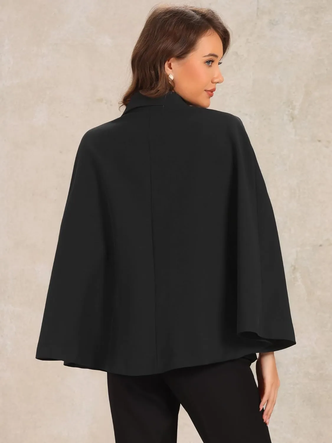 Allegra K Double Breasted Blazer for Women's Notched Lapel Collar Office Cloak Cape Jacket