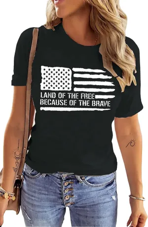 American Flag Shirt Women 4th of July Patriotic T Shirt Funny Stars Stripes Graphic Tee Independence Day T-Shirt Top