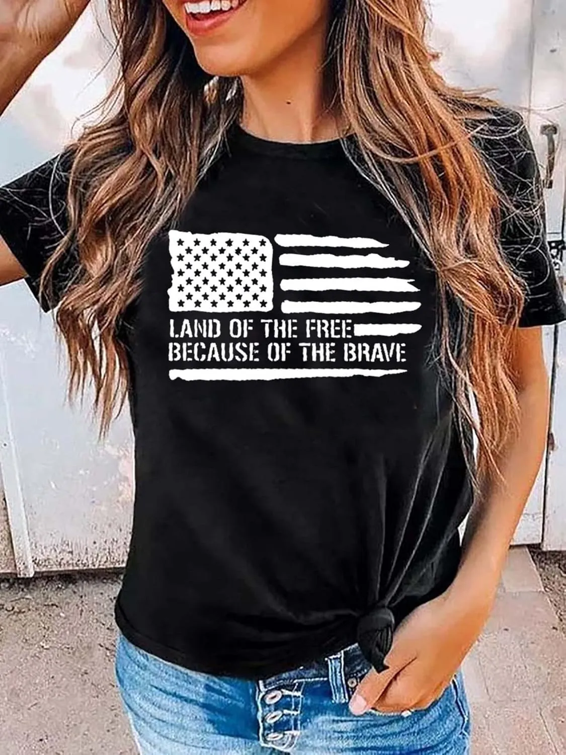 American Flag Shirt Women 4th of July Patriotic T Shirt Funny Stars Stripes Graphic Tee Independence Day T-Shirt Top