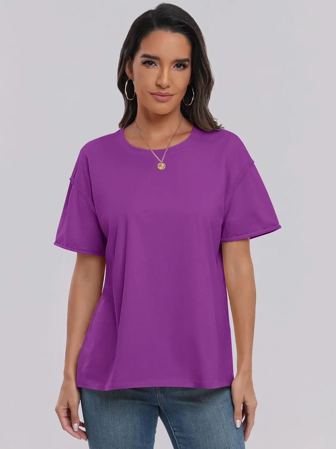 ANRABESS Womens Tops Oversized T Shirts Loose Fit Short Sleeve Crewneck Summer Casual 2025 Trendy Boxy Tee Blouse