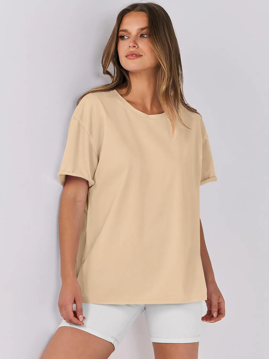 ANRABESS Womens Tops Oversized T Shirts Loose Fit Short Sleeve Crewneck Summer Casual 2025 Trendy Boxy Tee Blouse