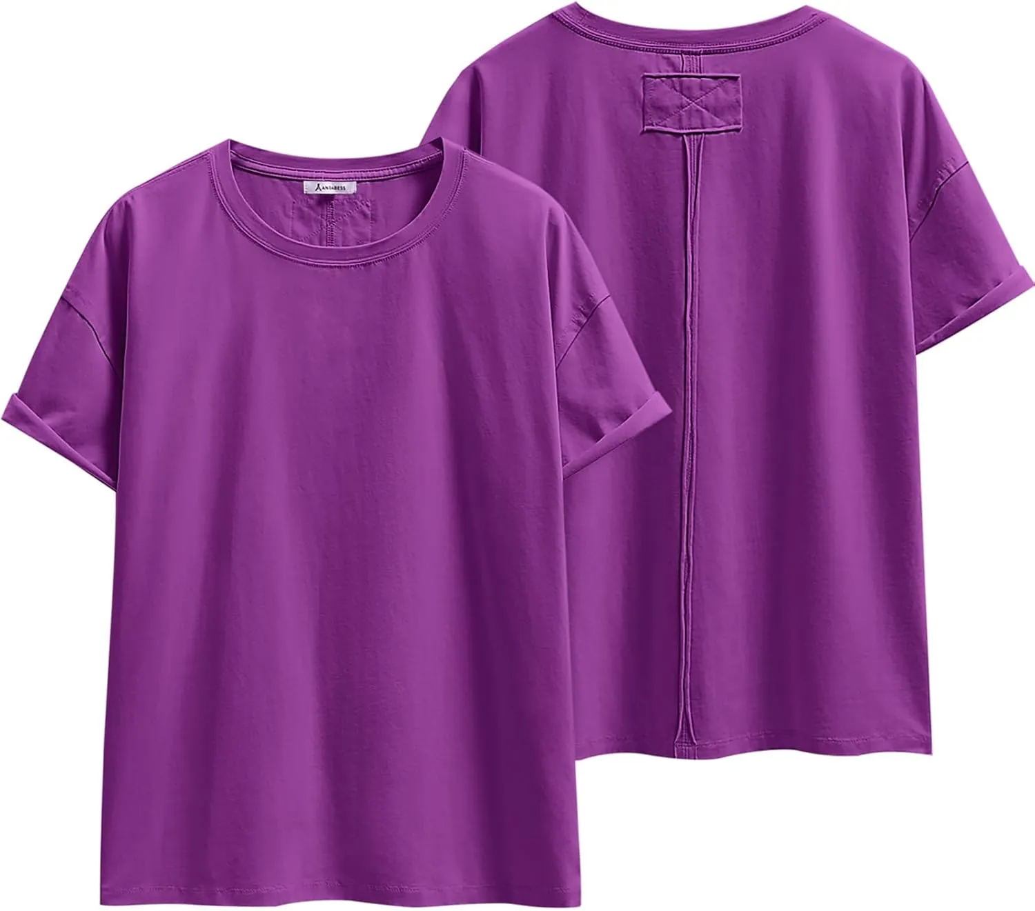 ANRABESS Womens Tops Oversized T Shirts Loose Fit Short Sleeve Crewneck Summer Casual 2025 Trendy Boxy Tee Blouse
