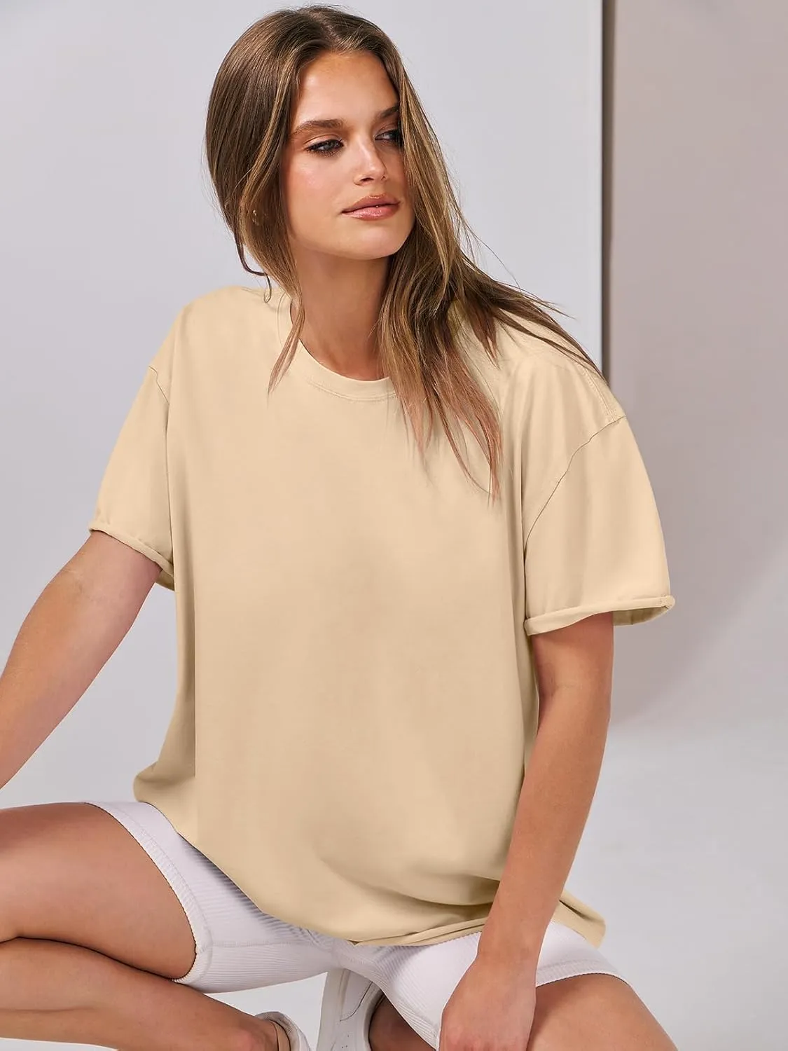 ANRABESS Womens Tops Oversized T Shirts Loose Fit Short Sleeve Crewneck Summer Casual 2025 Trendy Boxy Tee Blouse