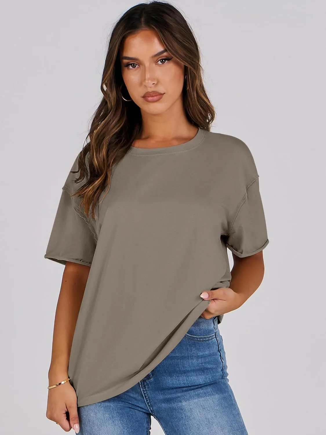ANRABESS Womens Tops Oversized T Shirts Loose Fit Short Sleeve Crewneck Summer Casual 2025 Trendy Boxy Tee Blouse