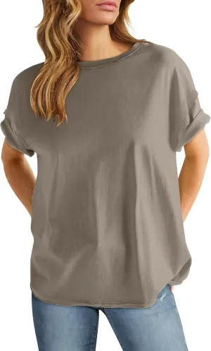 ANRABESS Womens Tops Oversized T Shirts Loose Fit Short Sleeve Crewneck Summer Casual 2025 Trendy Boxy Tee Blouse