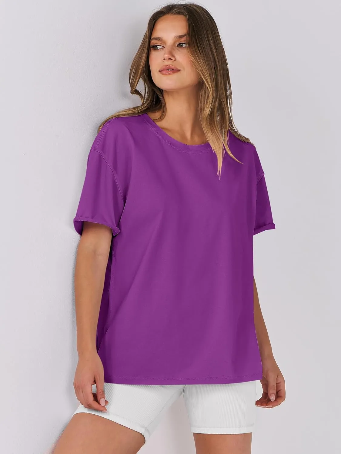ANRABESS Womens Tops Oversized T Shirts Loose Fit Short Sleeve Crewneck Summer Casual 2025 Trendy Boxy Tee Blouse