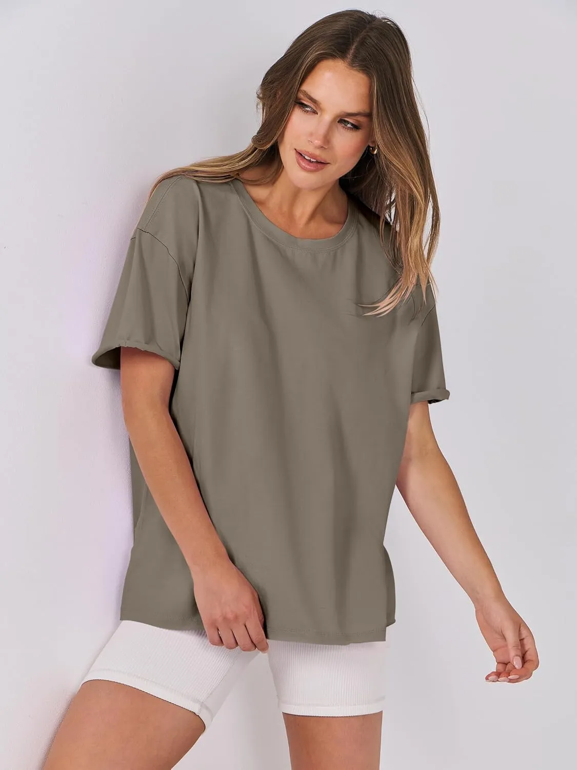 ANRABESS Womens Tops Oversized T Shirts Loose Fit Short Sleeve Crewneck Summer Casual 2025 Trendy Boxy Tee Blouse