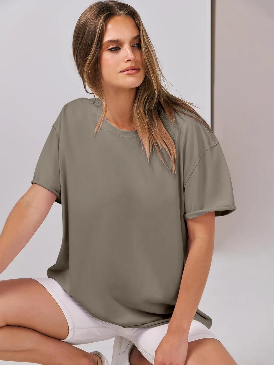 ANRABESS Womens Tops Oversized T Shirts Loose Fit Short Sleeve Crewneck Summer Casual 2025 Trendy Boxy Tee Blouse