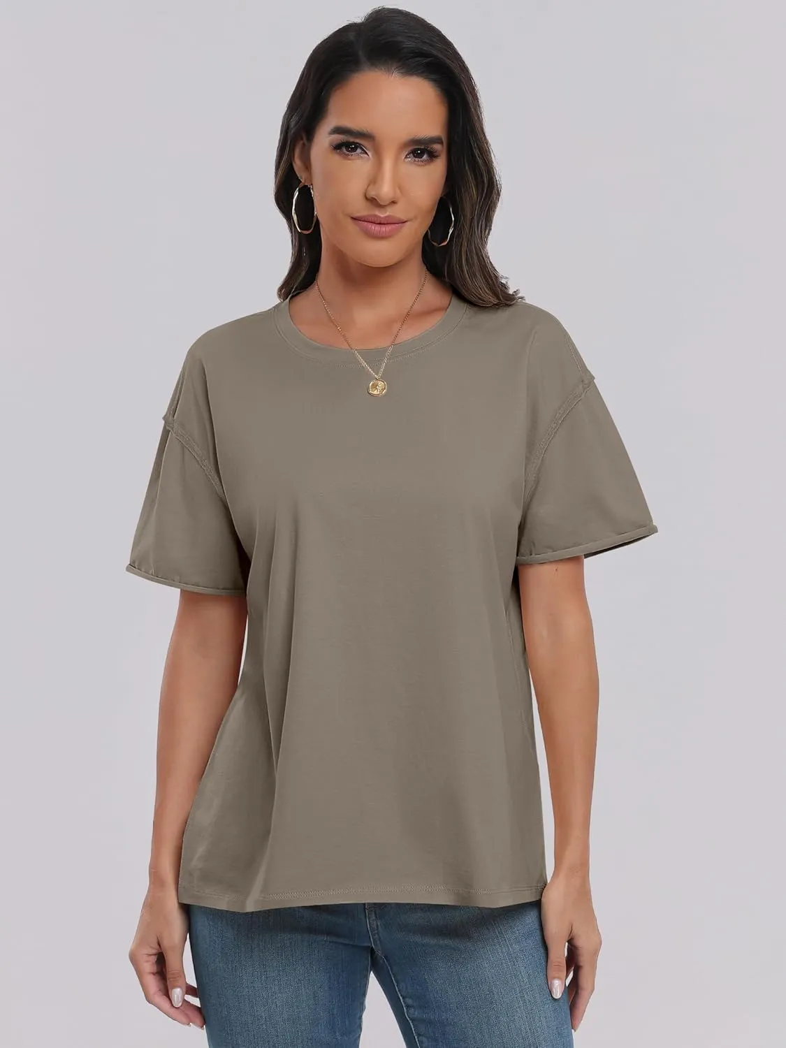 ANRABESS Womens Tops Oversized T Shirts Loose Fit Short Sleeve Crewneck Summer Casual 2025 Trendy Boxy Tee Blouse