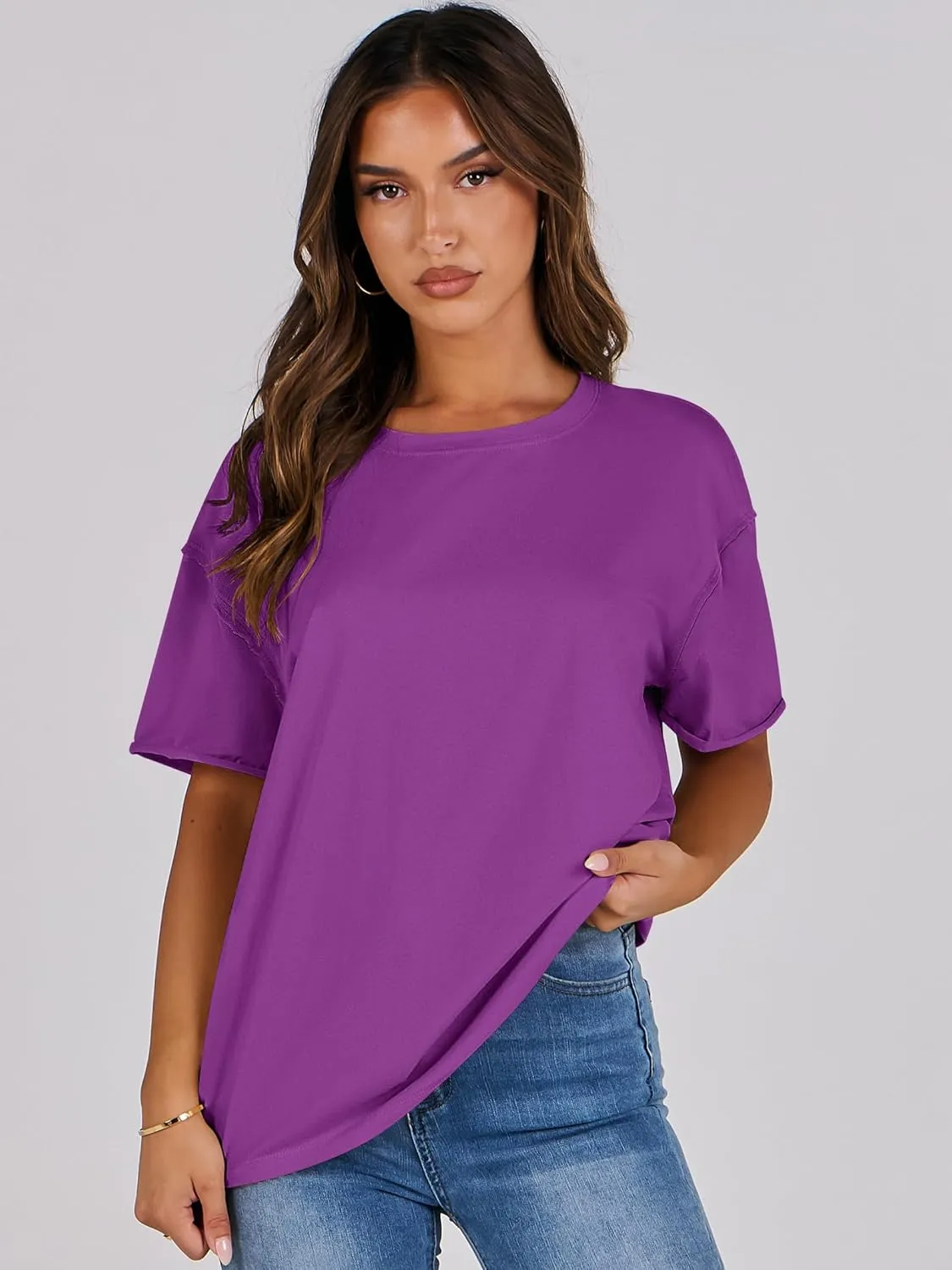 ANRABESS Womens Tops Oversized T Shirts Loose Fit Short Sleeve Crewneck Summer Casual 2025 Trendy Boxy Tee Blouse