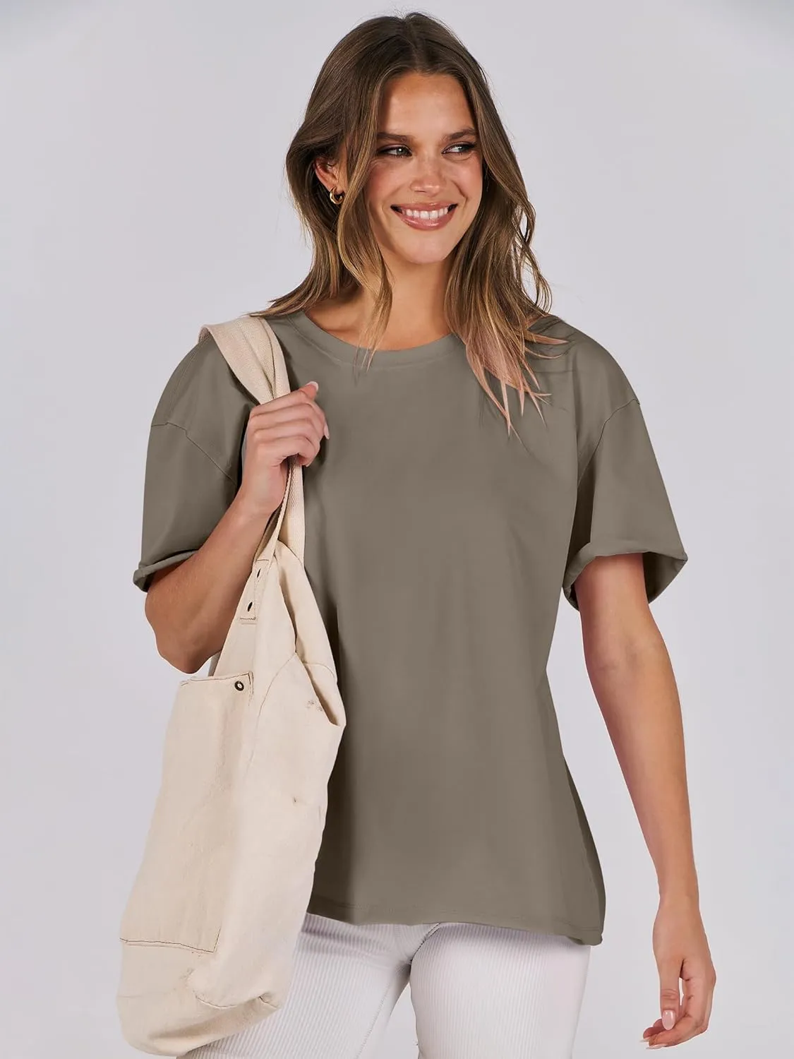 ANRABESS Womens Tops Oversized T Shirts Loose Fit Short Sleeve Crewneck Summer Casual 2025 Trendy Boxy Tee Blouse