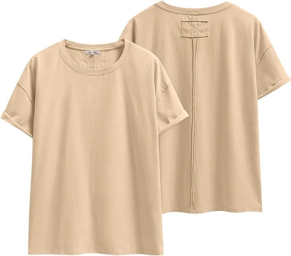 ANRABESS Womens Tops Oversized T Shirts Loose Fit Short Sleeve Crewneck Summer Casual 2025 Trendy Boxy Tee Blouse