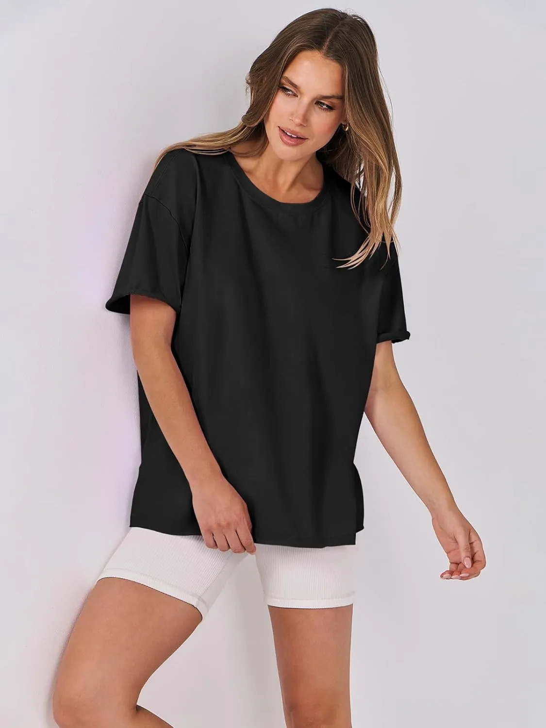ANRABESS Womens Tops Oversized T Shirts Loose Fit Short Sleeve Crewneck Summer Casual 2025 Trendy Boxy Tee Blouse