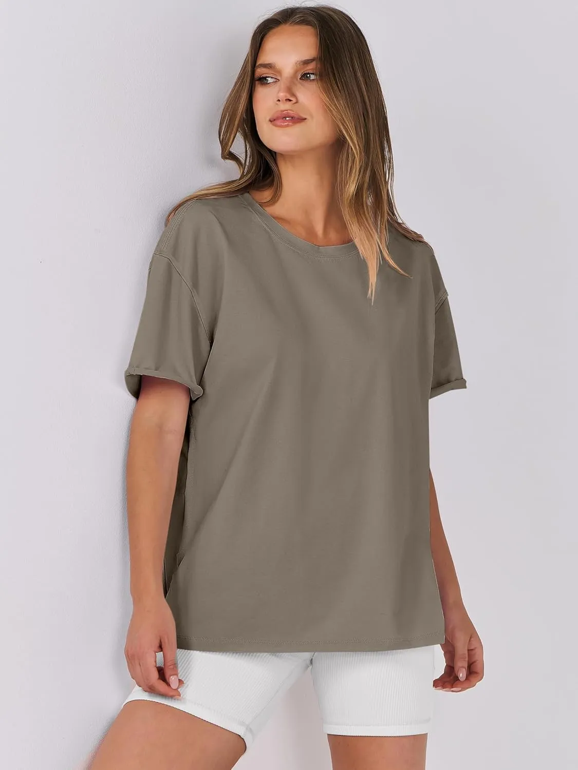 ANRABESS Womens Tops Oversized T Shirts Loose Fit Short Sleeve Crewneck Summer Casual 2025 Trendy Boxy Tee Blouse