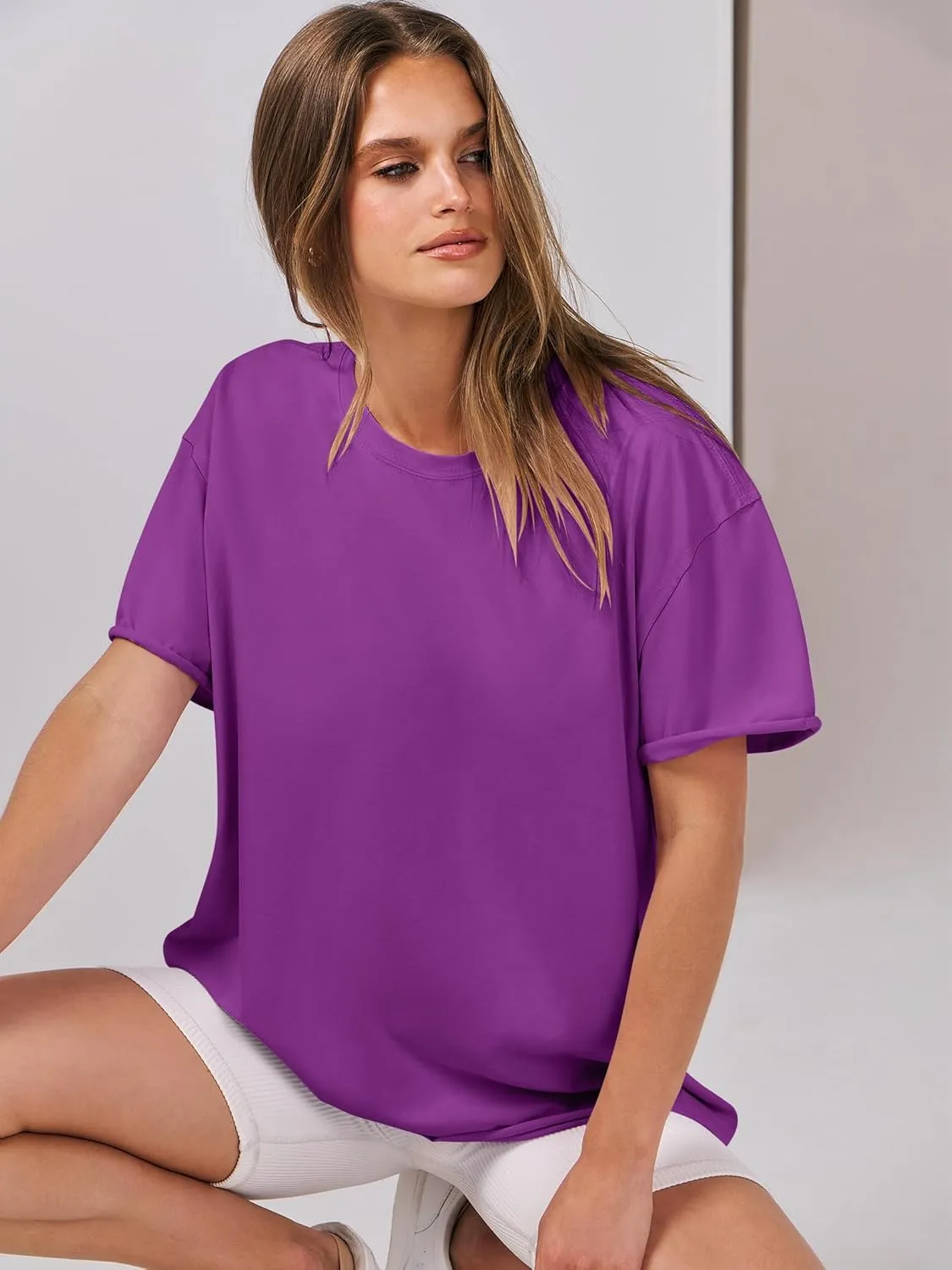 ANRABESS Womens Tops Oversized T Shirts Loose Fit Short Sleeve Crewneck Summer Casual 2025 Trendy Boxy Tee Blouse