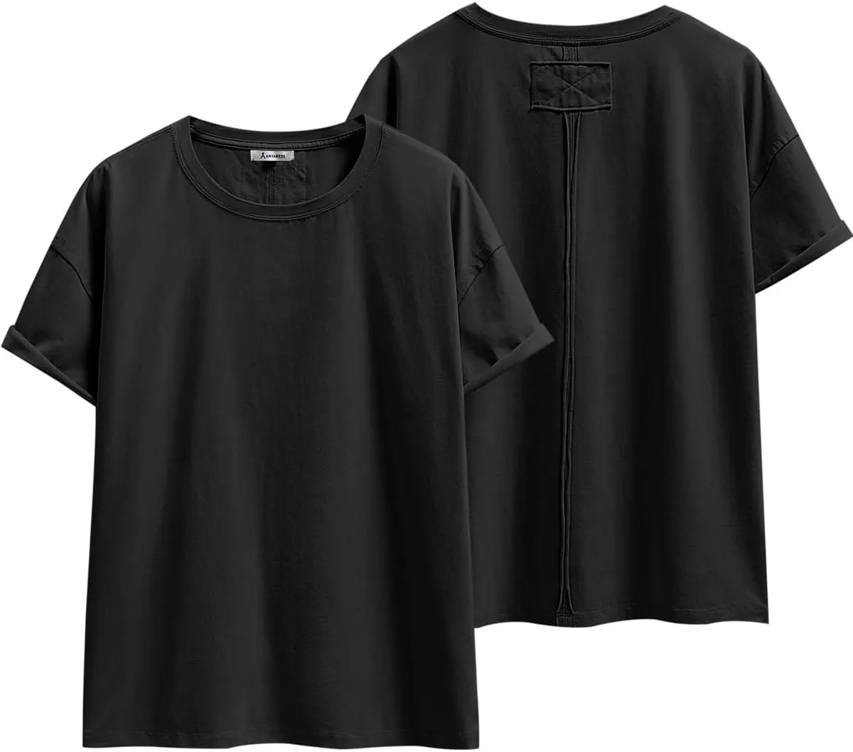 ANRABESS Womens Tops Oversized T Shirts Loose Fit Short Sleeve Crewneck Summer Casual 2025 Trendy Boxy Tee Blouse