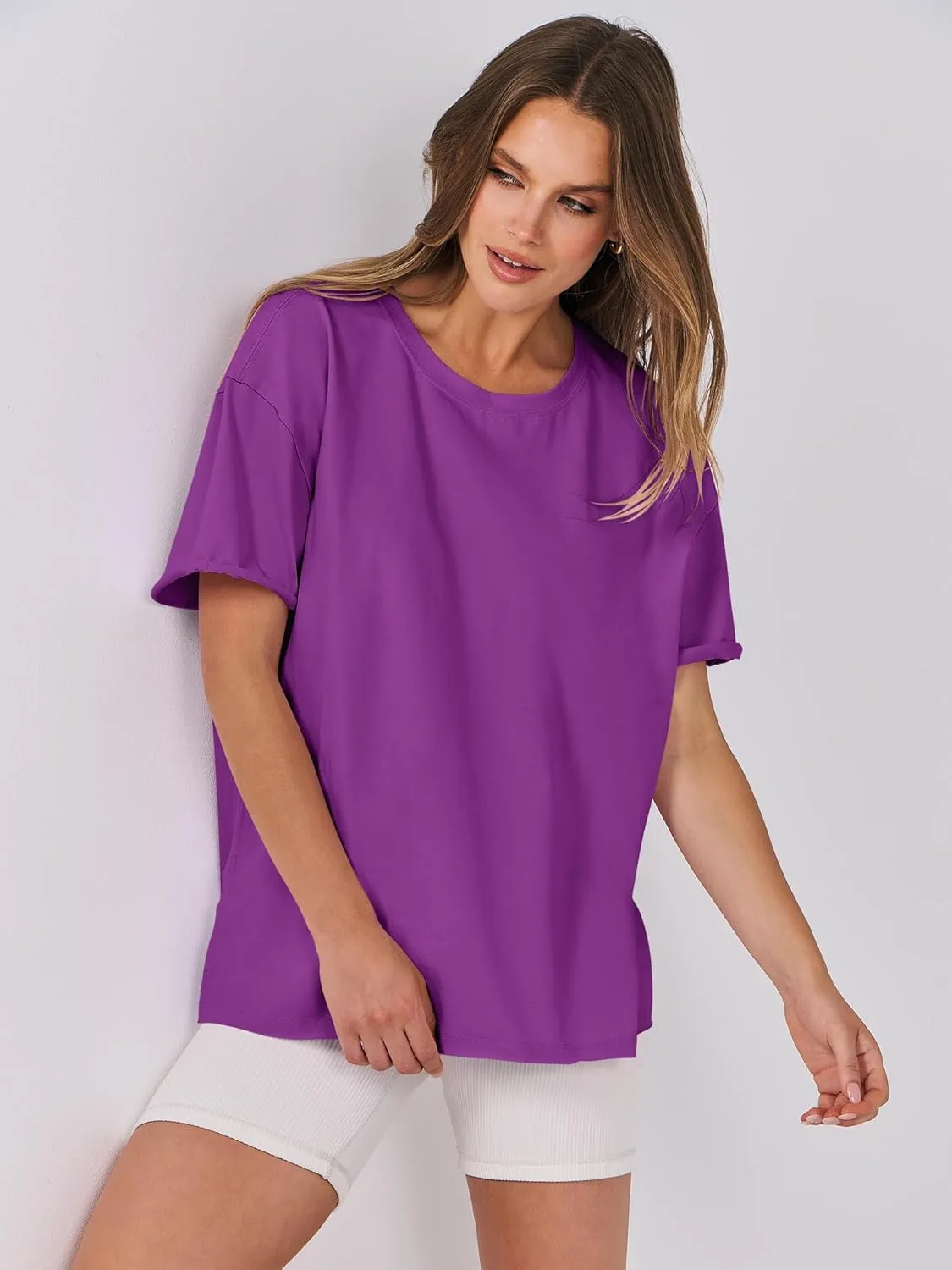 ANRABESS Womens Tops Oversized T Shirts Loose Fit Short Sleeve Crewneck Summer Casual 2025 Trendy Boxy Tee Blouse