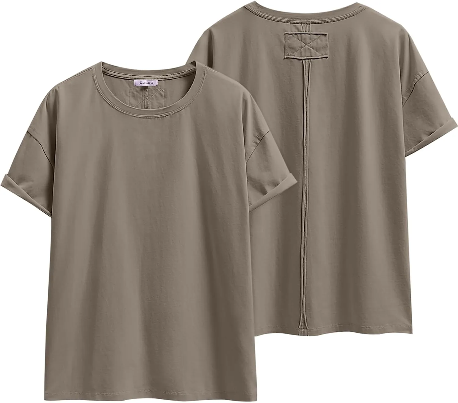 ANRABESS Womens Tops Oversized T Shirts Loose Fit Short Sleeve Crewneck Summer Casual 2025 Trendy Boxy Tee Blouse