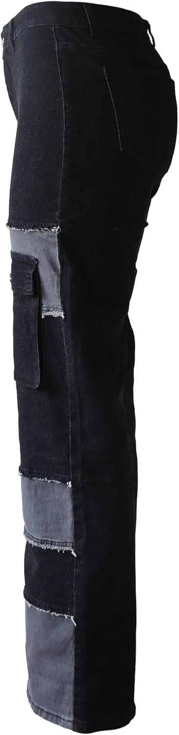 Aodrusa Ripped Wide Leg Jeans for Women Mom Baggy Straight Leg Stretchy Boyfriend Trendy Trouser Denim Pants
