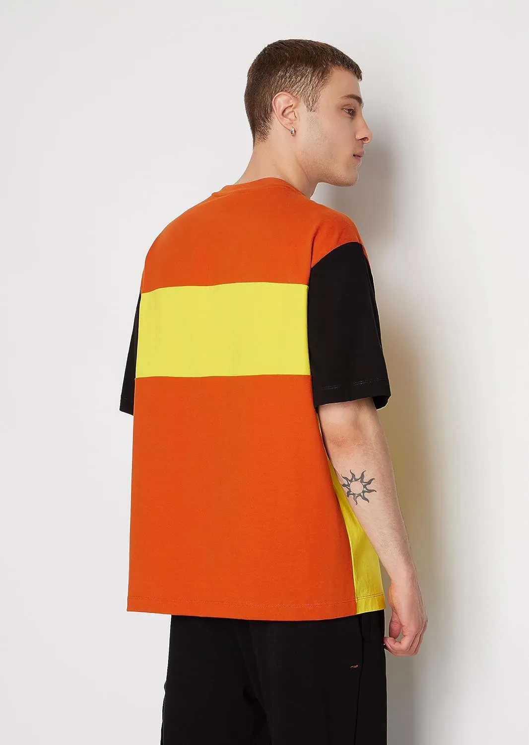 Armani Exchange Men's Oversized Heavy Jersey Logo Colorblock Jumper