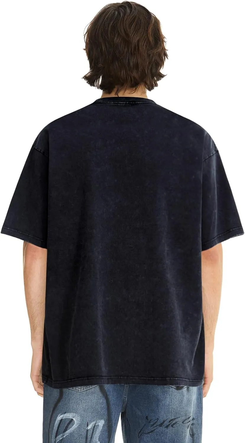 Arnodefrance Men Vintage Letter Graphic Tshirt Oversize Cotton T-Shirt Crewneck Tee Shirt