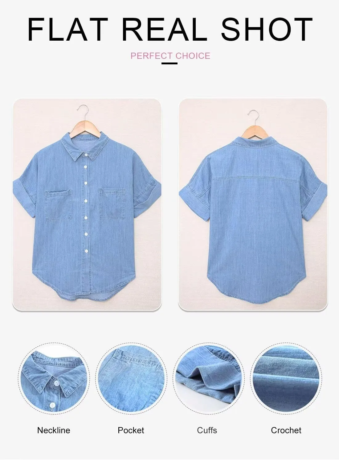 Astylish Womens Button Down Shirts V Neck Loose Casual Shirt