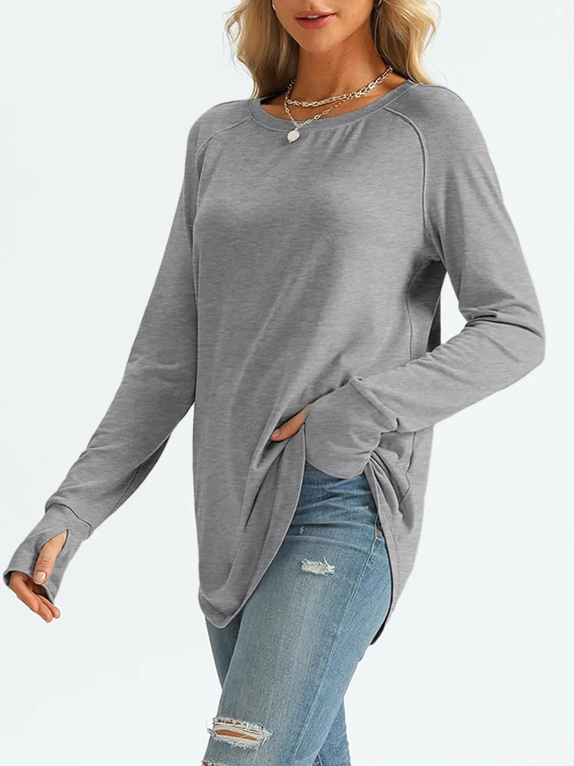 AUTOMET Womens Long Sleeve Shirts Crew Neck Casual Tshirts Fall Fashion Tops Loose Fit Lightweight Y2k Outfits Clothes