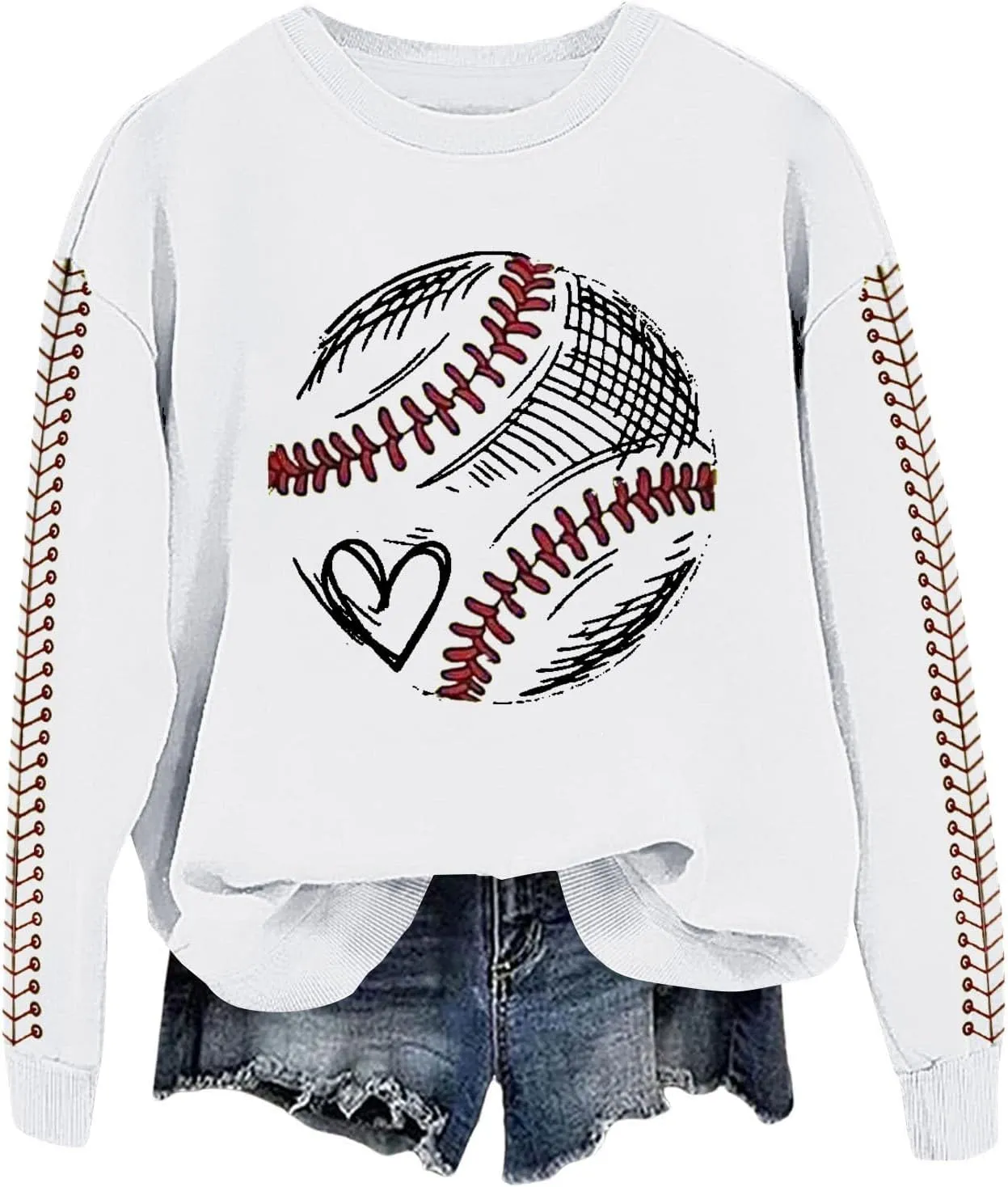 Baseball Mom Sweatshirt for Womens 2025 Graphic Long Sleeve Shirts Softball Crewneck Mama Baseball Jersey Pullover