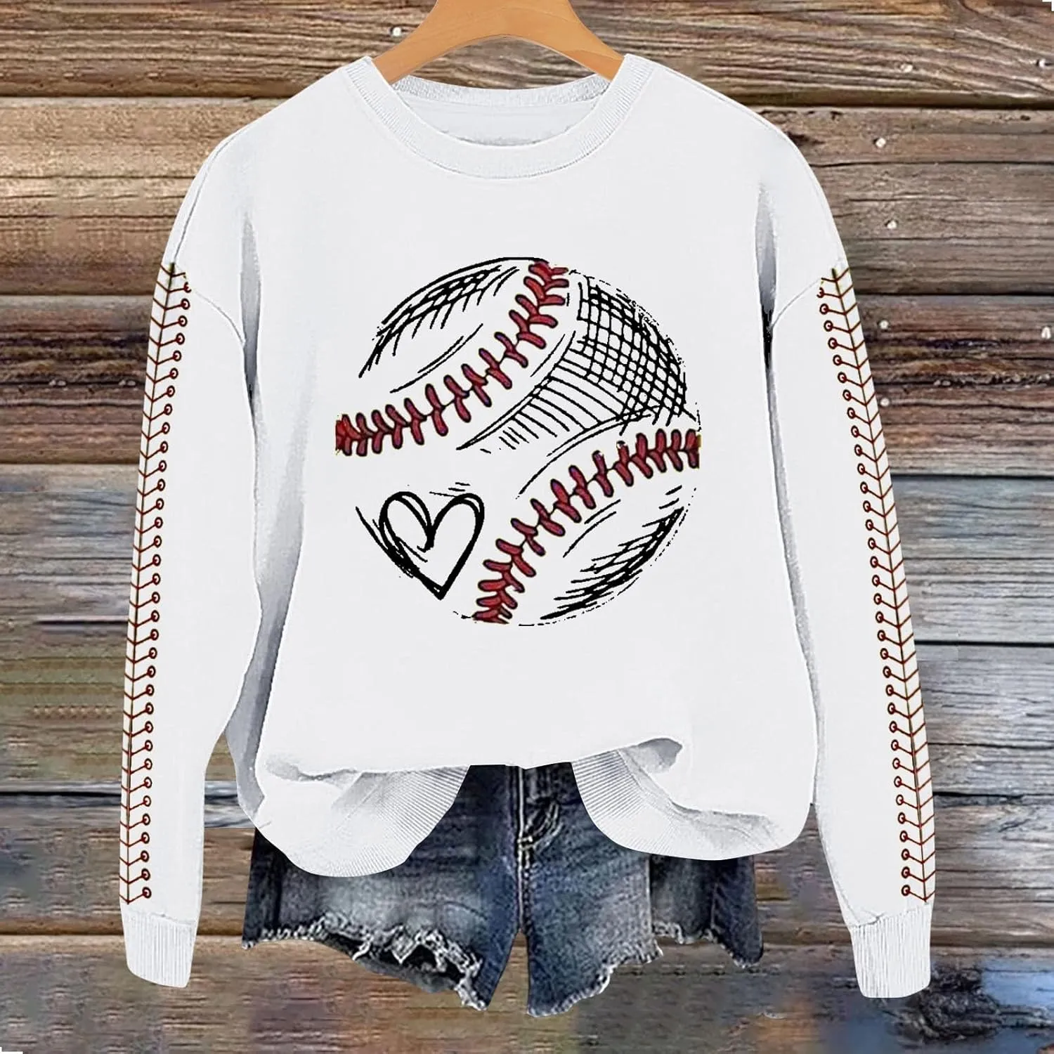 Baseball Mom Sweatshirt for Womens 2025 Graphic Long Sleeve Shirts Softball Crewneck Mama Baseball Jersey Pullover