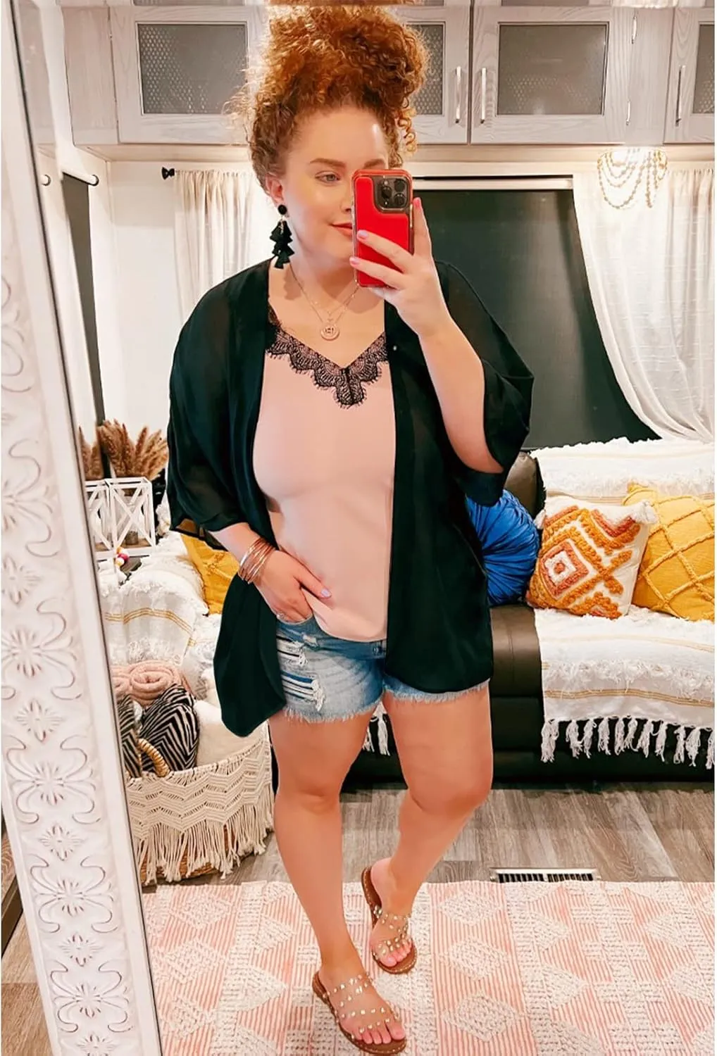 BB&KK Women's Chiffon Kimono Loose Casual Open Front Cover Ups