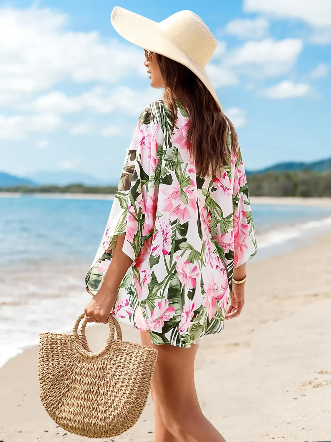 BB&KK Women's Chiffon Kimono Loose Casual Open Front Cover Ups