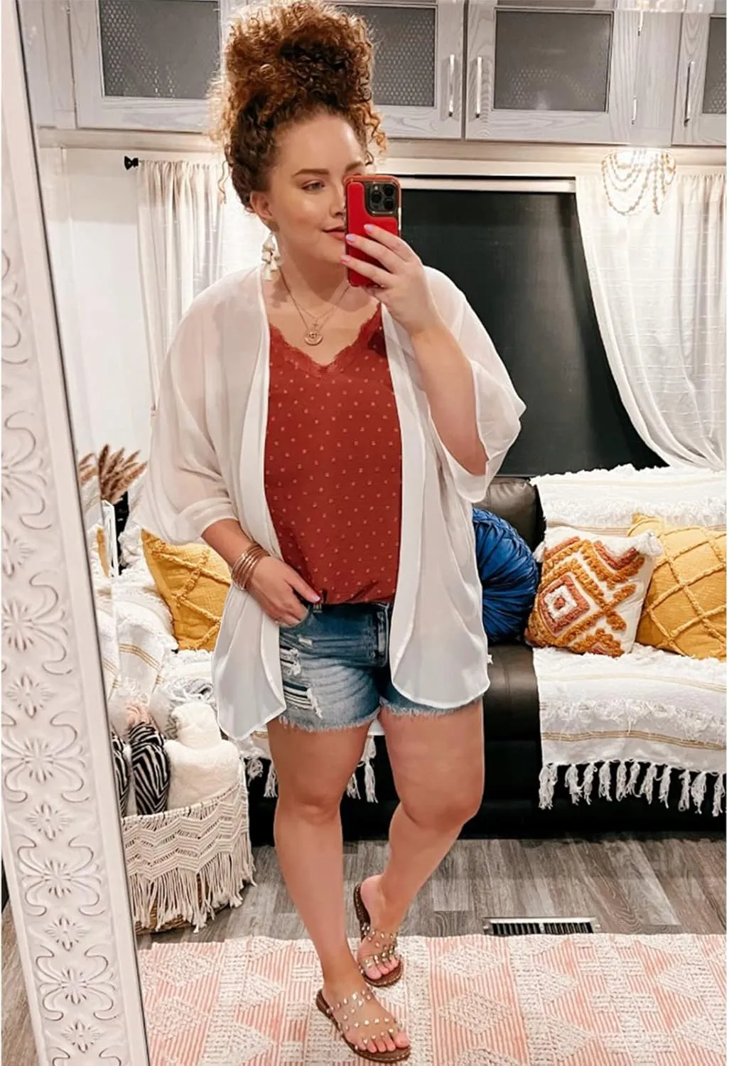 BB&KK Women's Chiffon Kimono Loose Casual Open Front Cover Ups