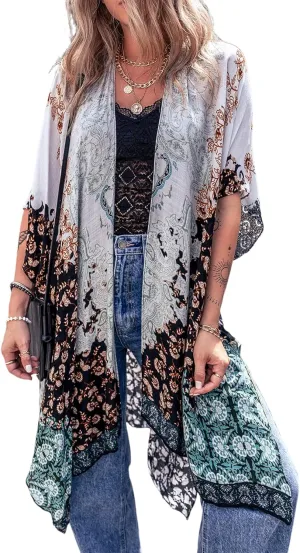 Beautiful Nomad Women's Kimono Swimsuit Coverups Beach Floral Casual Cardigan Bathing Suit Cover Up for Summer Swimwear