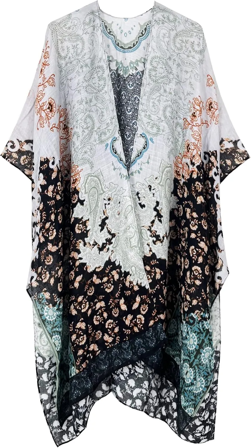 Beautiful Nomad Women's Kimono Swimsuit Coverups Beach Floral Casual Cardigan Bathing Suit Cover Up for Summer Swimwear