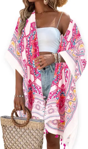 Beautiful Nomad Women's Kimono Swimsuit Coverups Beach Floral Casual Cardigan Bathing Suit Cover Up for Summer Swimwear