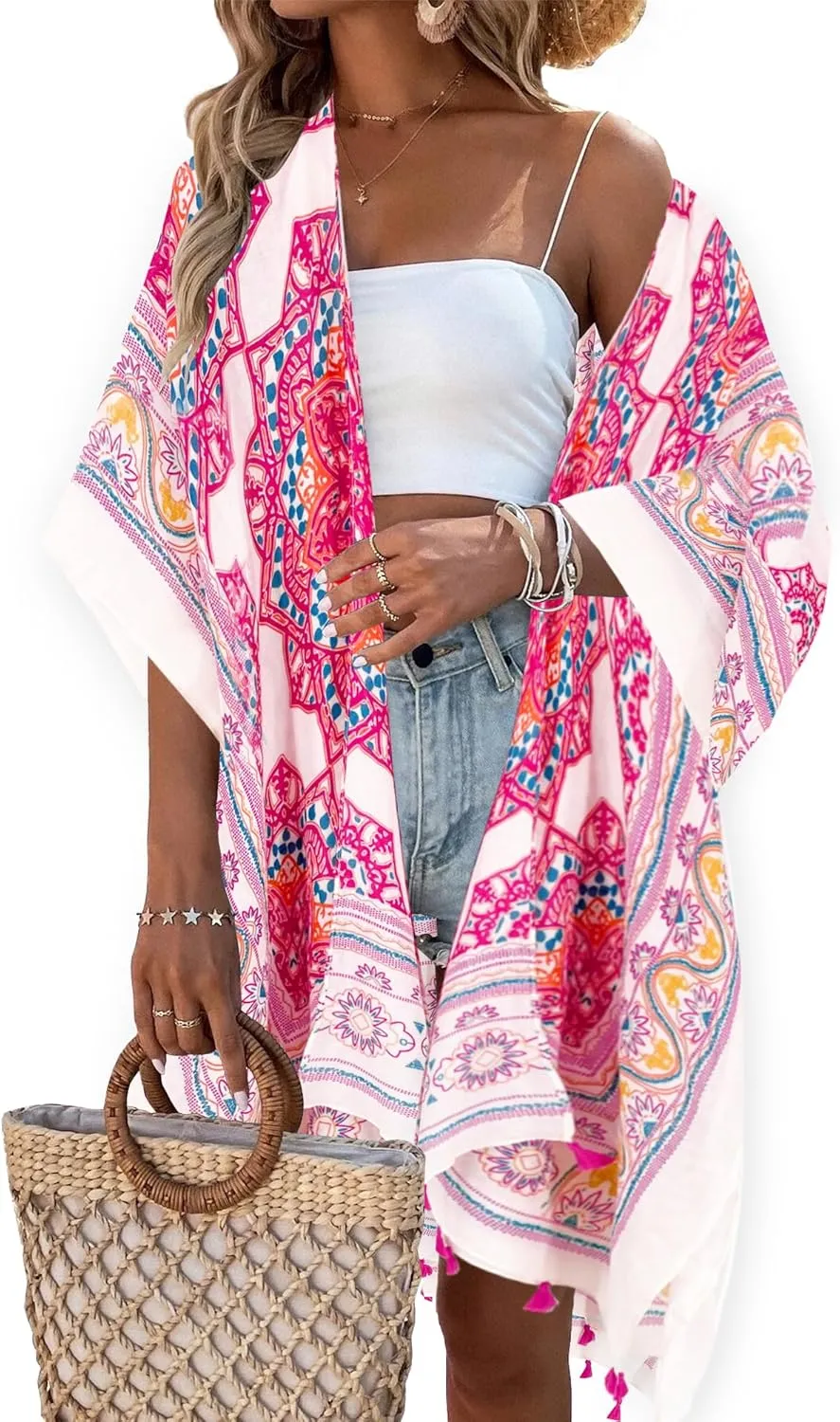 Beautiful Nomad Women's Kimono Swimsuit Coverups Beach Floral Casual Cardigan Bathing Suit Cover Up for Summer Swimwear